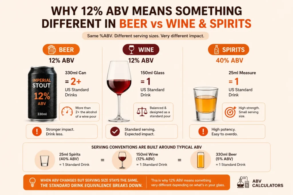 12% ABV beer vs wine infographic