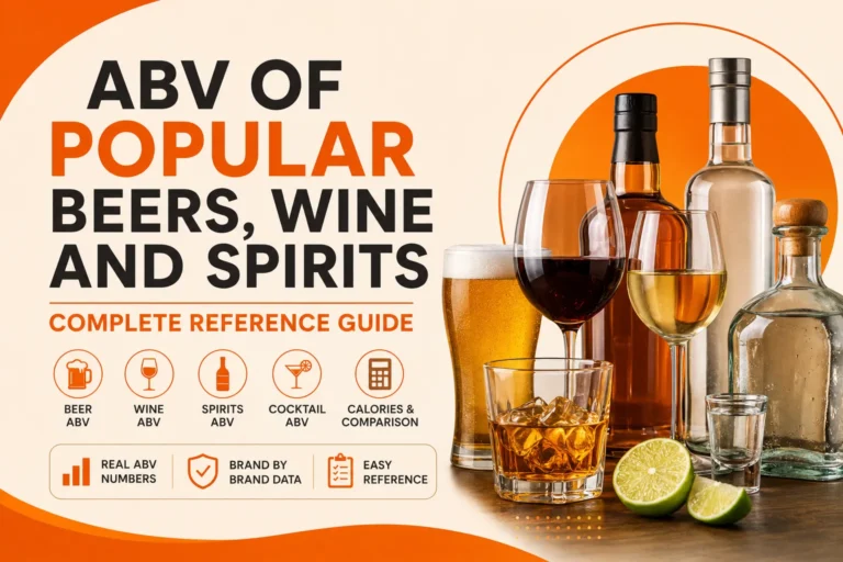 ABV of Popular Beers, Wine and Spirits